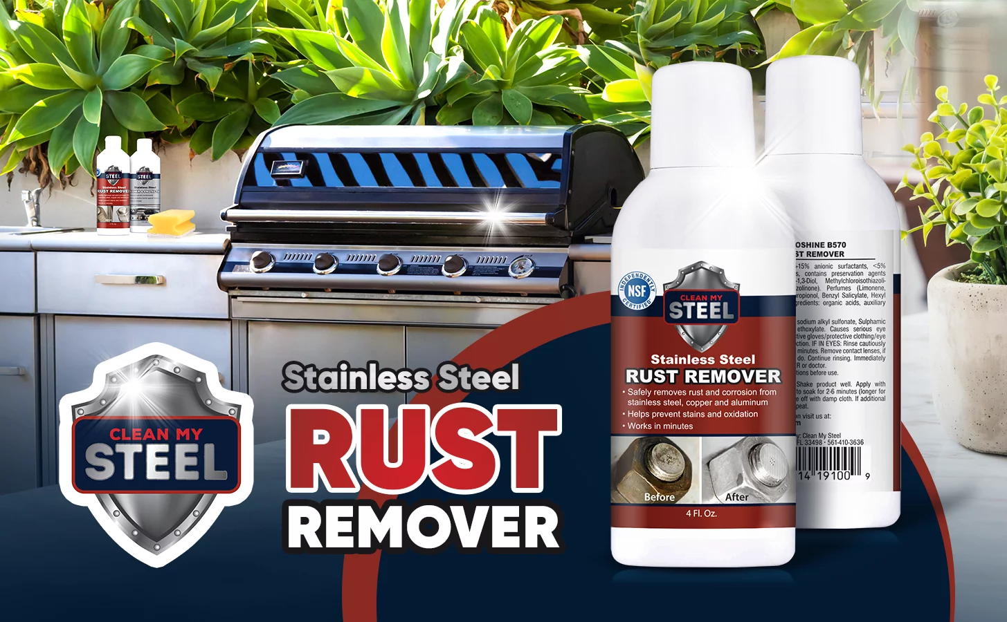 Stainless Steel Cleaner and Rust Remover, Triple the Power, Triple the Results - Our Strongest Rust Remover Yet! Experience Unmatched Cleaning with our Concentrated Formula 8.5 oz