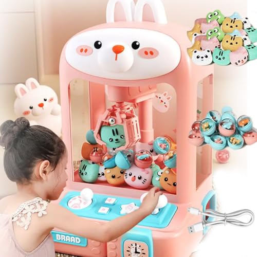 Claw Machine for Kids Mini Claw Machine Mini Vending Machine Electronic Arcade Games Candy Grabber Prize Dispenser with Sound & 20 Mini Plush Toys for Easter Christmas Birthday Gifts