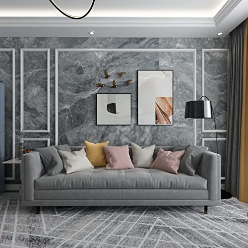 Extra Wide Countertop Contact Paper Marble Peel and Stick Wallpaper Grey Thicken Matte 31.5x354inch Gray Kitchen Peel and Stick Countertops Bathroom Self-adhesive Waterproof Marble Vinyl Wrap