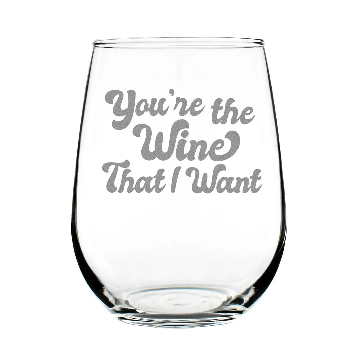 The Wine I Want – Cute Funny Stemless Wine Glass, Large 17 Ounces, Etched Sayings, Gift Box