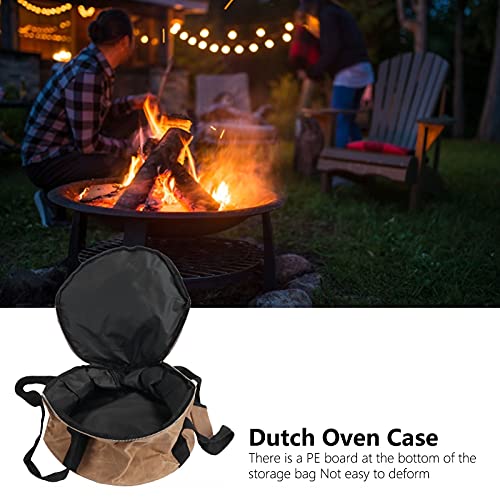 Dutch Oven Storage Bag, Canvas Portable Dutch Oven Liner Pie Iron Storage Bag Cast Iron Skillet Bag Dutch Oven Accessories for Outdoor Camping (Black)