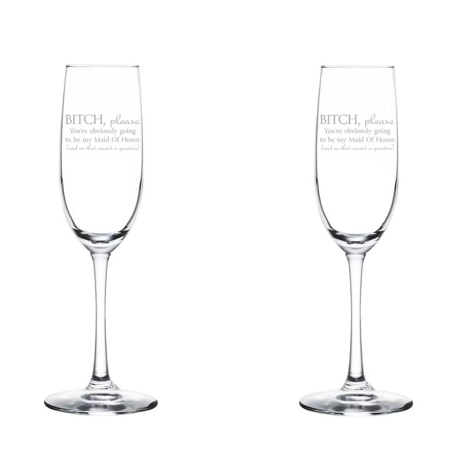 Set of 2 Glass Champagne Flutes Sparkling Wine Glasses You're Obviously Going To Be My Maid Of Honor Will You Be My Proposal (8 oz Stemmed)