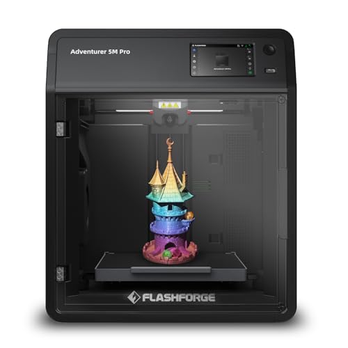 FLASHFORGE Adventurer 5M 3D Printer with Fully Auto Leveling, Max 600mm/s High Speed Printing, 280°C Direct Extruder with 3S Detachable Nozzle, Core XY All Metal Structure, Print Size 220x220x220mm
