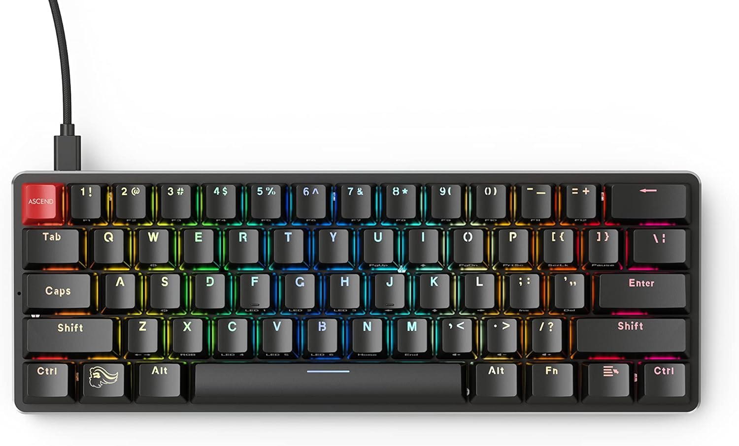 Glorious GMMK Modular Mechanical Gaming Keyboard - 60% Compact Size (61 Key) - RGB LED Backlit, Brown Switches, Hot Swap Switches (Black)(GMMK-Compact-BRN)