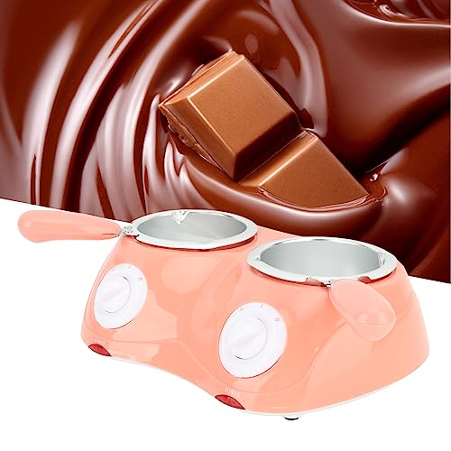 Double Chocolate Melting Pot, Electric Chocolate Fondue Melting Machine Chocolate Tempering Machine Candy Making or Cheese Fondue Fountain Kit Kitchen Tool (Yellow)