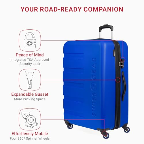 SwissGear 7366 Hardside Expandable Luggage with Spinner Wheels, White, Carry-On 19-Inch