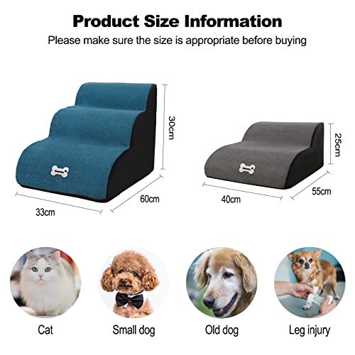 Pet Stairs, Washable & Zippered Cover Removable Pet Ramp, High Density Sponge Dog Stairs(2 Tiers Pet Stair, Black)