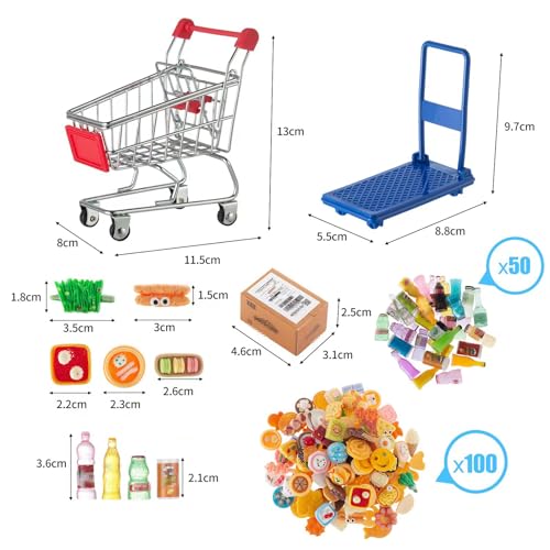 175PCS Miniature Courier Box Set Shopping Mall Shipping Boxes Mini Supermarket Handcart Models 1:12 Food Drink Bottles Cans Dollhouse Pretend Play Kitchen Game Party Accessories Toys Doll House