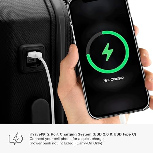 Traveler's Choice Pagosa Indestructible Hardshell Expandable Spinner Luggage, Black, 22