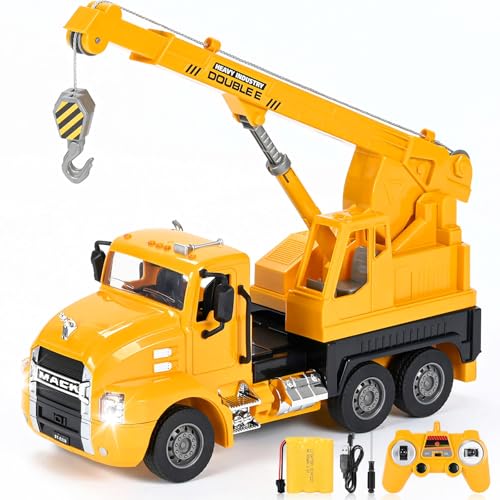 DOUBLE E Mack RC Dump Truck Toy for Kids, Remote Control Trucks, Remote Control Construction Toys with Lights, Birthday/Xmas Gifts Ideas for Boys Age 6 7 8 9 10 Year Olds and up