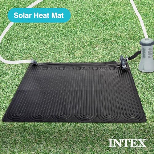 Intex 28685E 47 Inch x 47 Inch Solar Pool Water Heater Mat for 8,000 Gallon Above Ground Swimming Pool with Hose Attachment and Adaptors, Black