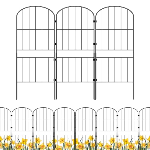 mapleway 31in(H) 10 Pack Garden Fence, 10ft(L) Dog Fence Outdoor for Yard, Decorative Garden Fencing Metal Panels Borders Stakes Animal Barrier for Yard Backyard, Arched