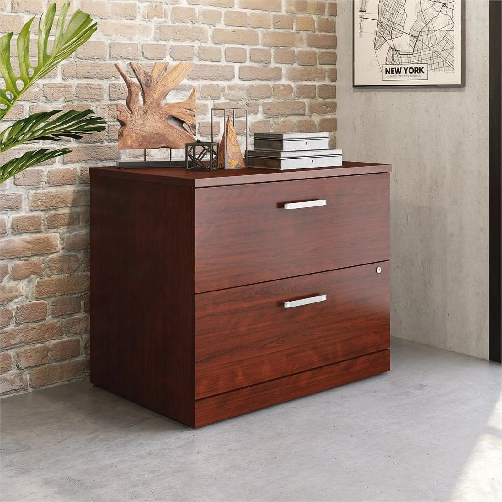 Pemberly Row Engineered Wood Lateral Filing Cabinet in Classic Cherry