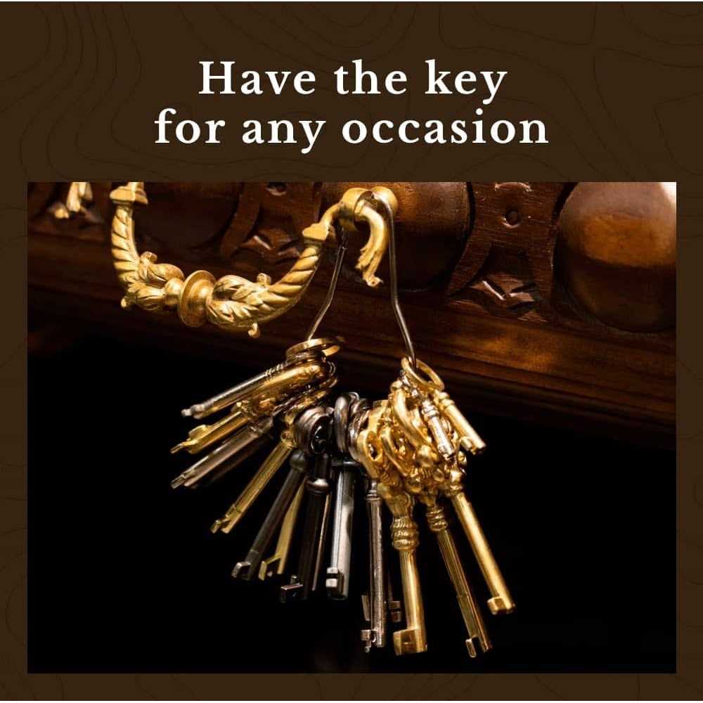 Hollow Barrel Brass Plated Skeleton Key For Antique Cabinet Doors