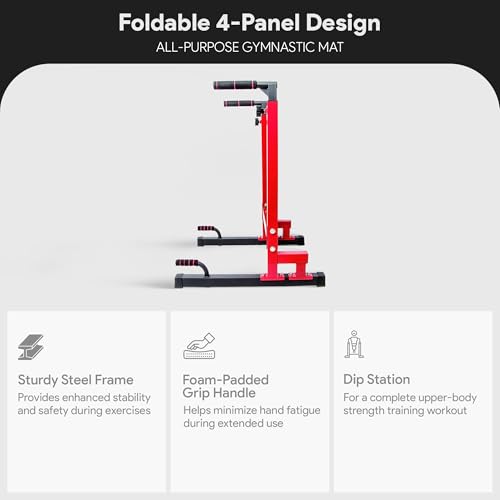 BalanceFrom Steel Frame Multi-Functional Home Gym Exercise Fitness Dip Stand Station with Adjustable Height, 500 Pound Capacity, Multiple Colors