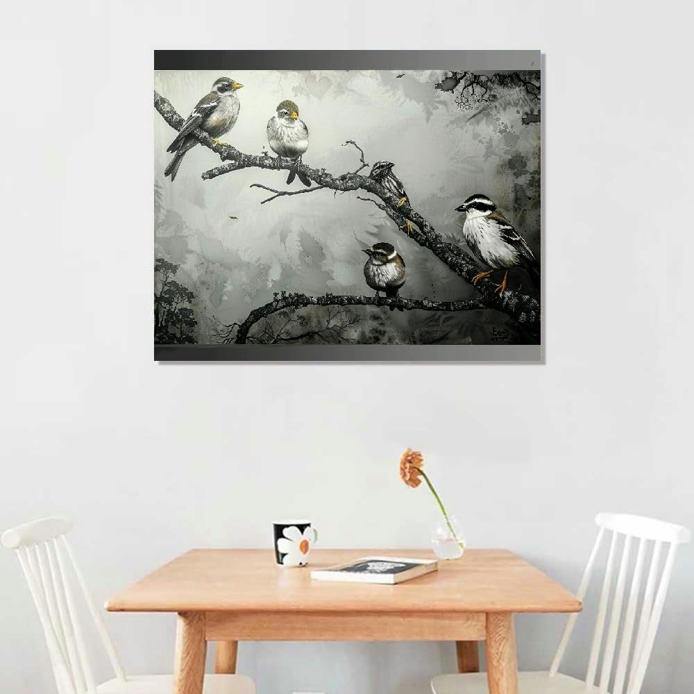 BCIIG Bird Canvas Wall Art Black and White Birds Picture Bird on Tree Prints Painting unFramed Gallery Wrapped 20