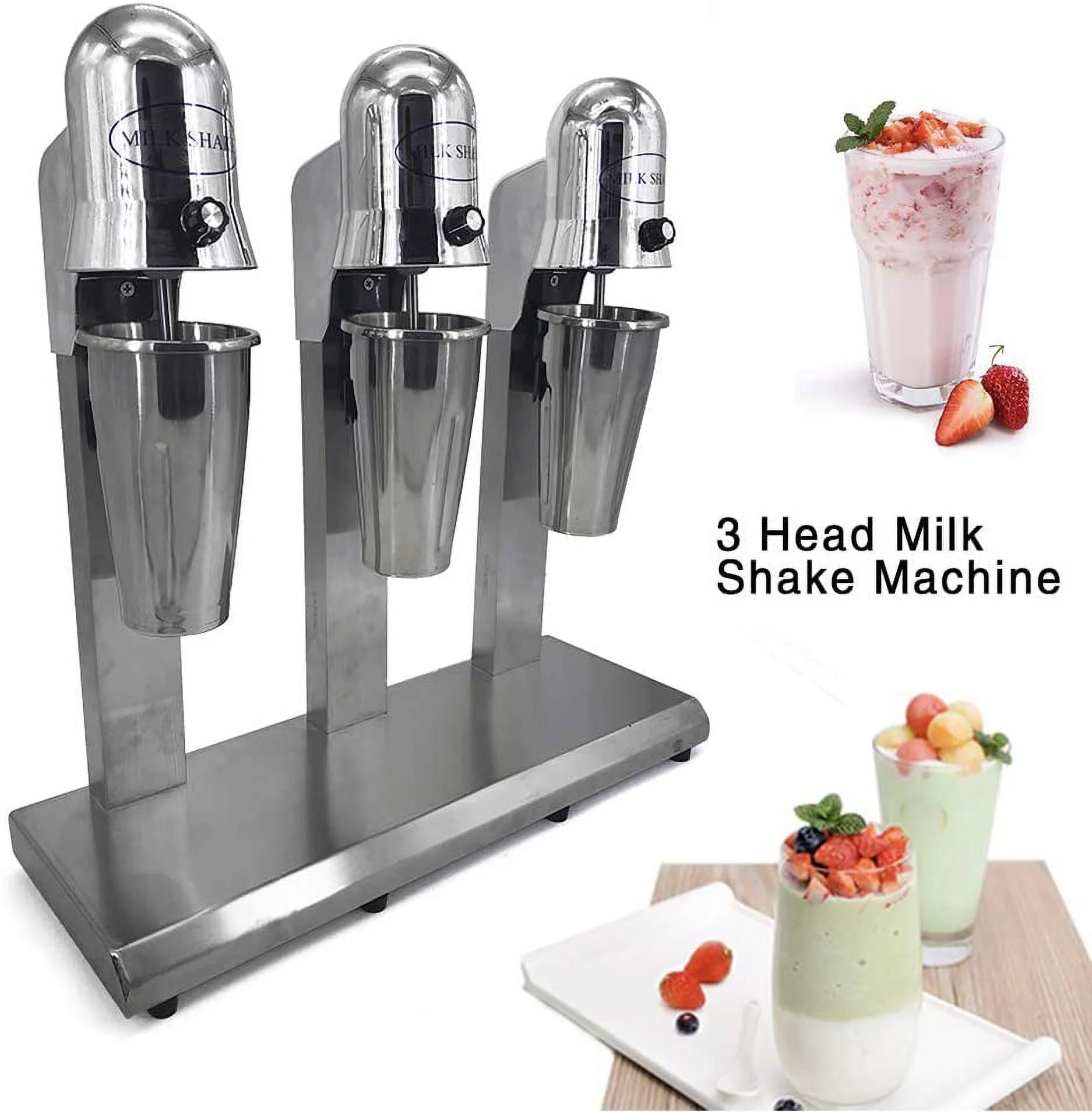MIDUO 3 Head Milkshake Mixer Drink Milk Shake Maker Stainless Steel Electric Machine