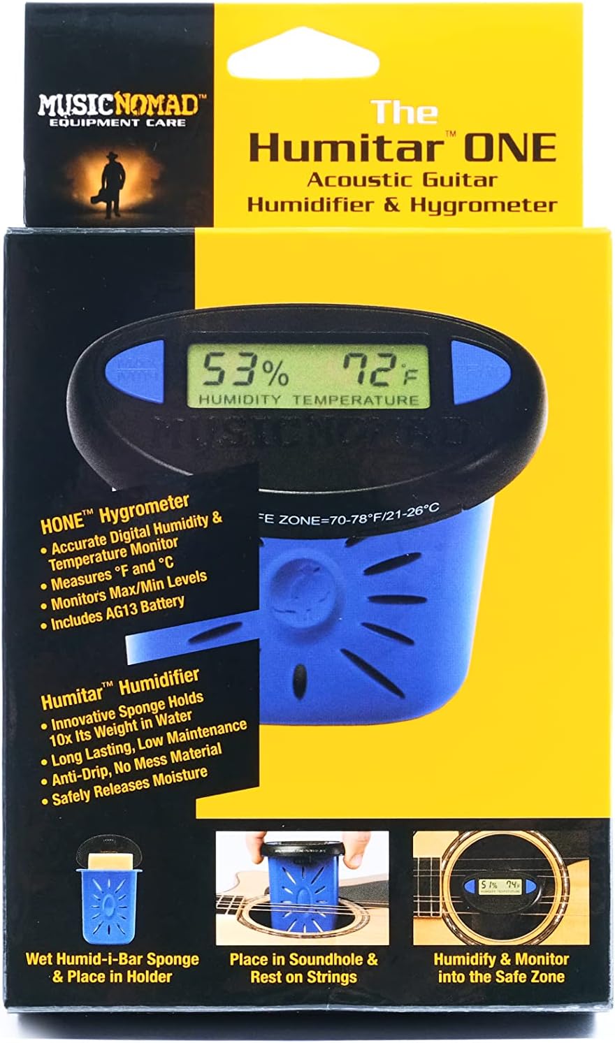 MusicNomad The Humitar ONE - Acoustic Guitar Humidifier & Hygrometer (MN311)