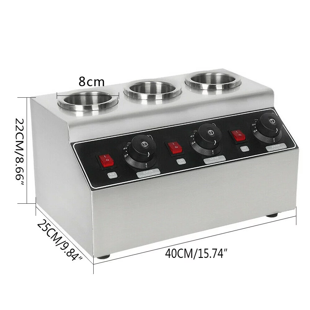 OUKANING 240W Electric Food Sauce Warmer Heater 3 Bottles Cheese Warmer Sauce Pump Dispenser Heat Preservation