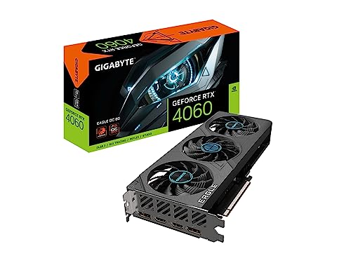 GIGABYTE GeForce RTX 4060 Eagle OC 8G Graphics Card, 3X WINDFORCE Fans, 8GB 128-bit GDDR6, GV-N4060EAGLE OC-8GD Video Card (Renewed)