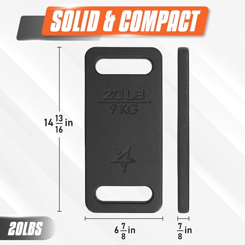 Yes4All Ruck Weight Plate, Cast Iron Rucking Plates with Wide Grip for Swings, Squat, Strength, Weighted Vest Training - Multiple Rucking Weights: 10LB to 45LB