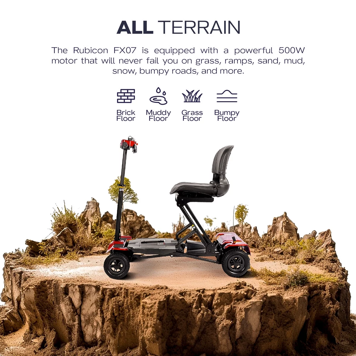 Klano KFX07 Automatic Foldable Mobility Scooter - Red