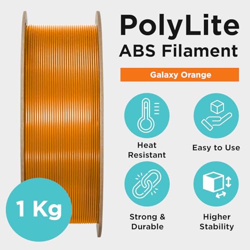 Polymaker ABS Filament 1.75mm Black, ABS 3D Printer Filament 1.75mm Heat Resistant 1kg - PolyLite ABS 3D Printing Filament 1.75mm, Strong & Durable, Dimensional Accuracy +/- 0.03mm