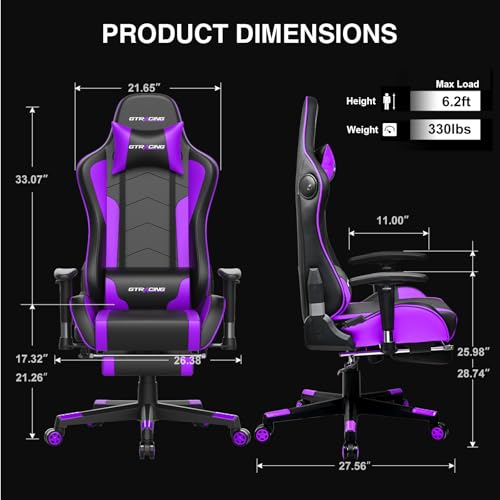 GTRACING Gaming Chair with Footrest Speakers Video Game Chair Bluetooth Music Heavy Duty Ergonomic Computer Office Desk Chair