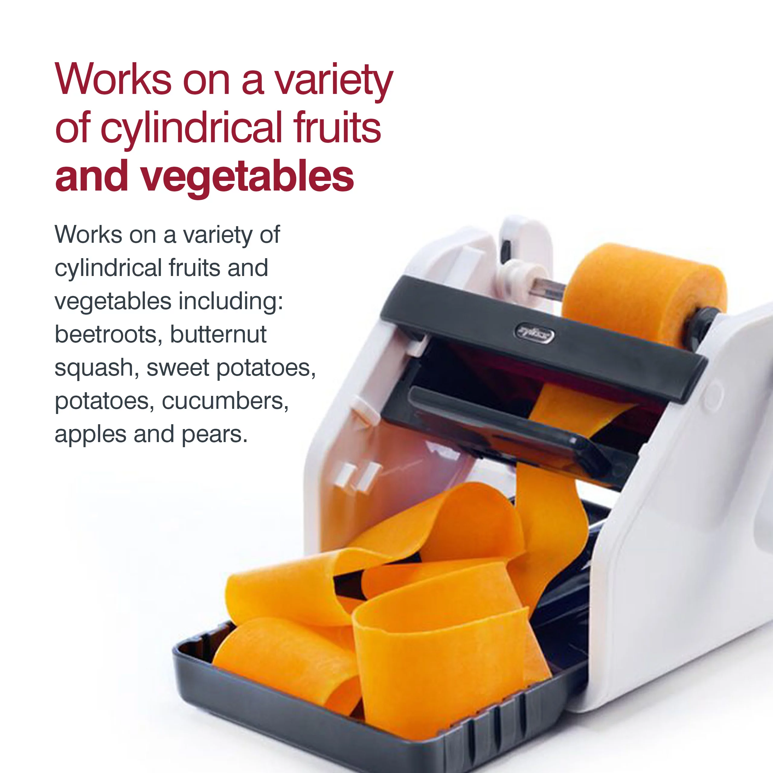 Zyliss SmoothSlizer Spiraslice Veggie Pasta Maker Spirals, Sheets & Ribbons Red/White