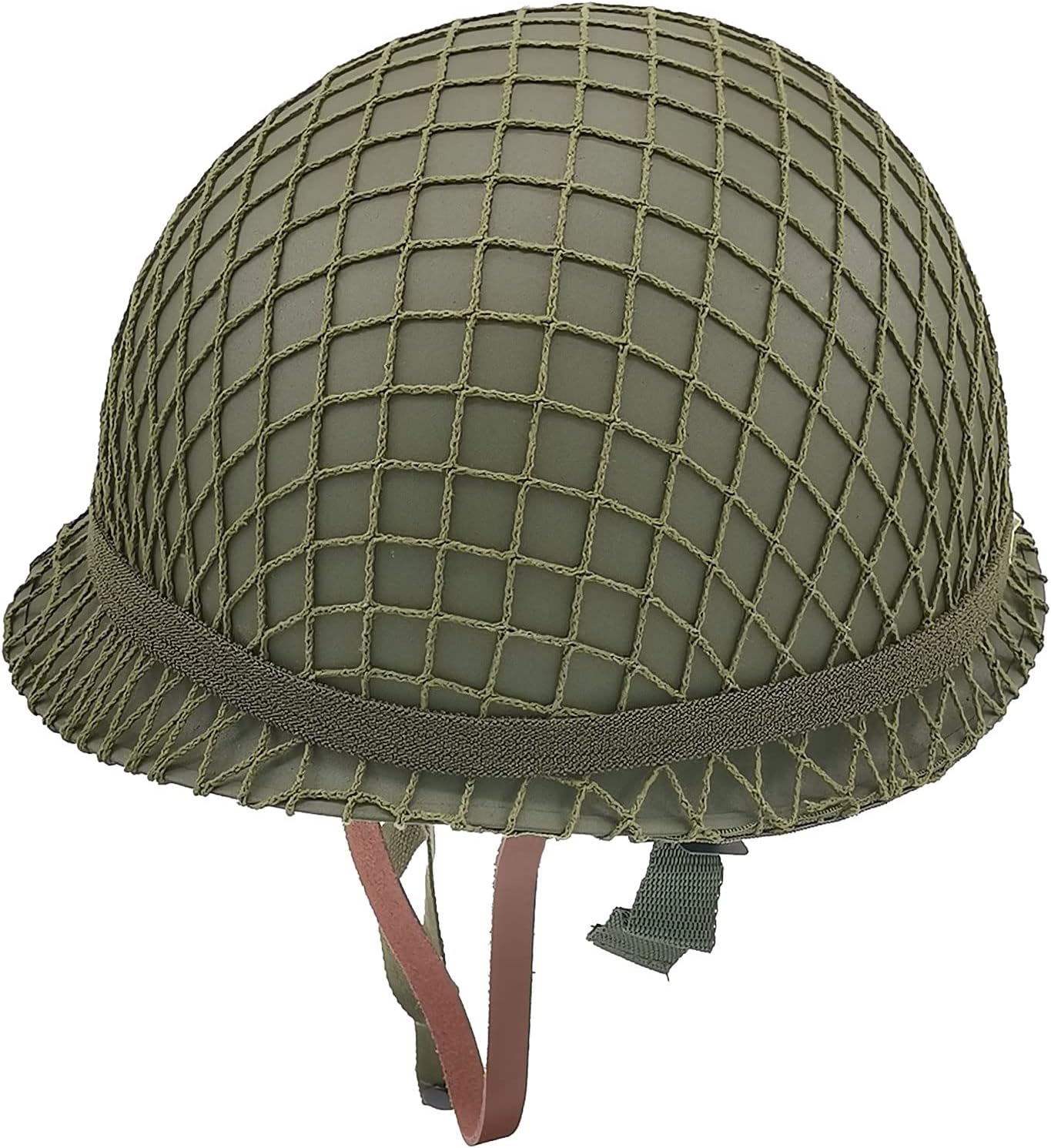 WWII US Army M1 Helmet, WW2 Gear, WW2 Helmet Metal Steel Shell Replica with Net/Canvas Chin Strap/Cat Eye Band