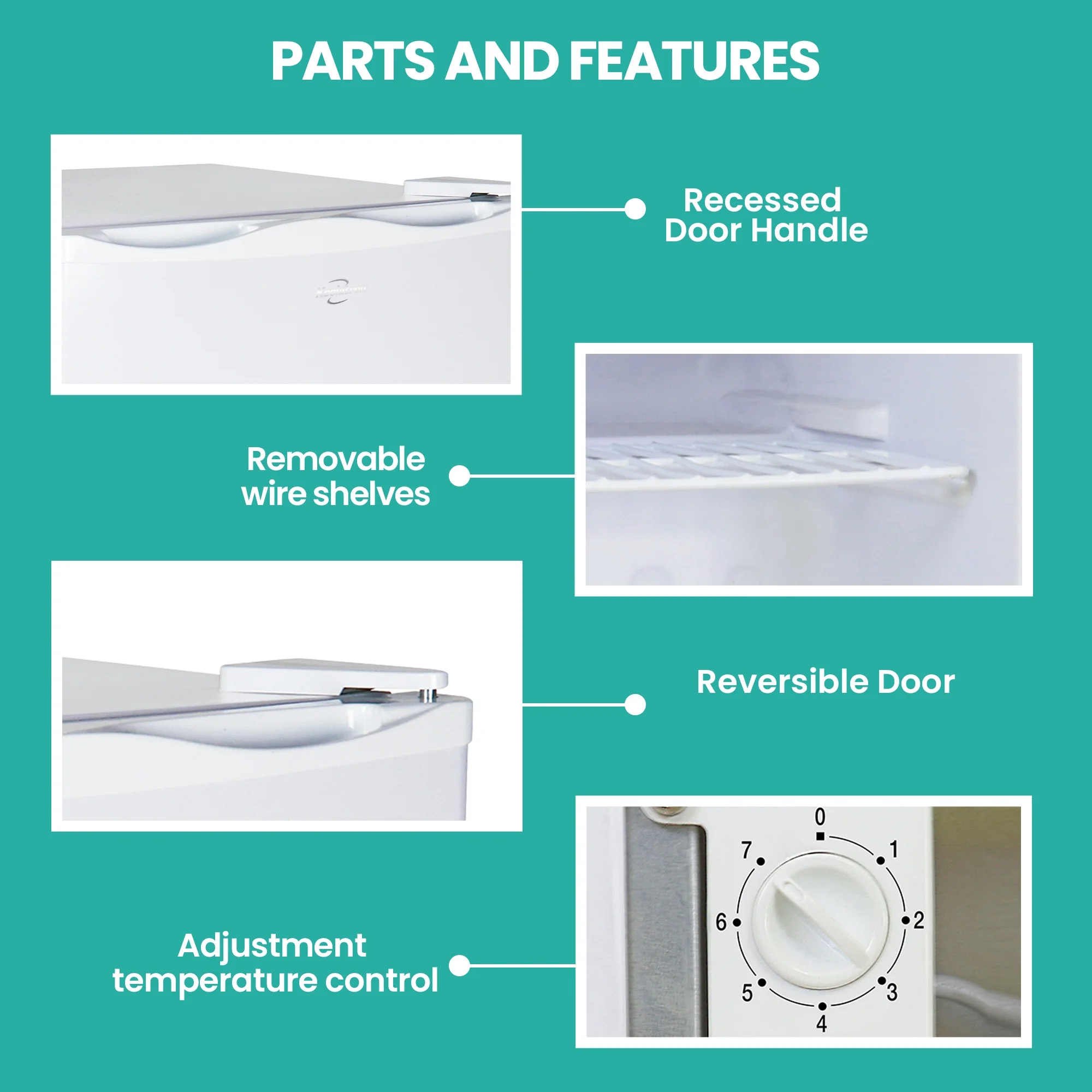 Koolatron Upright Freezer 1.2 cu ft, Compact Freezer 34 Litre, White, Manual Defrost