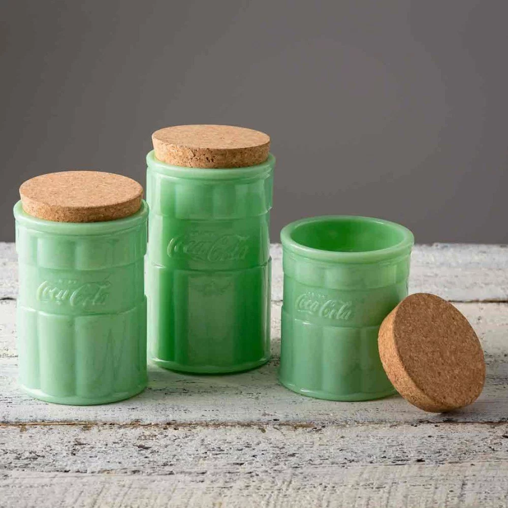 TableCraft Coca-Cola Jadeite 24oz Canister with Lid