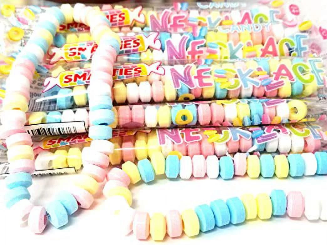 Smarties Necklaces, Individually Wrapped Hard Candy, Fruit Flavored, 40 Count, Bulk 2 Pounds
