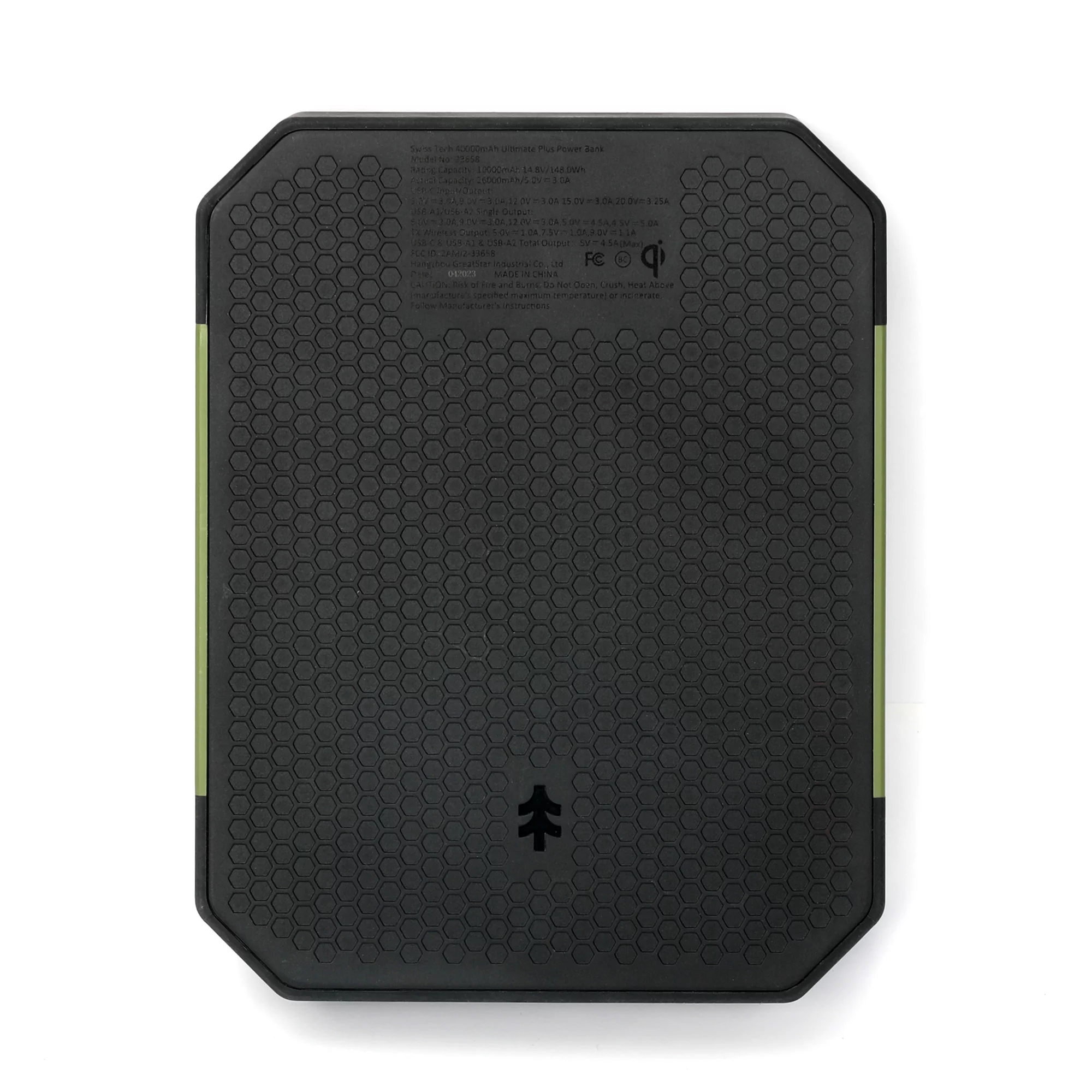 Swiss Tech 40000 mAh Wireless Power Bank with Charging Pad and 65W Fast Charge, IP54 Weatherproof