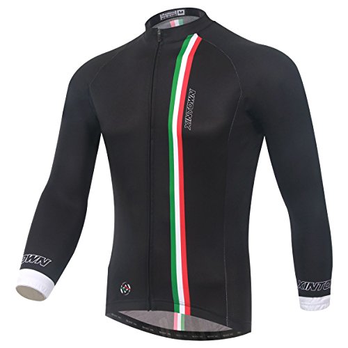 DuShow Fleece Cycling Suit Men Thermal Winter Long Sleeve Cycling Jersey and 3D Padded Long Pants Warm Cycling Set