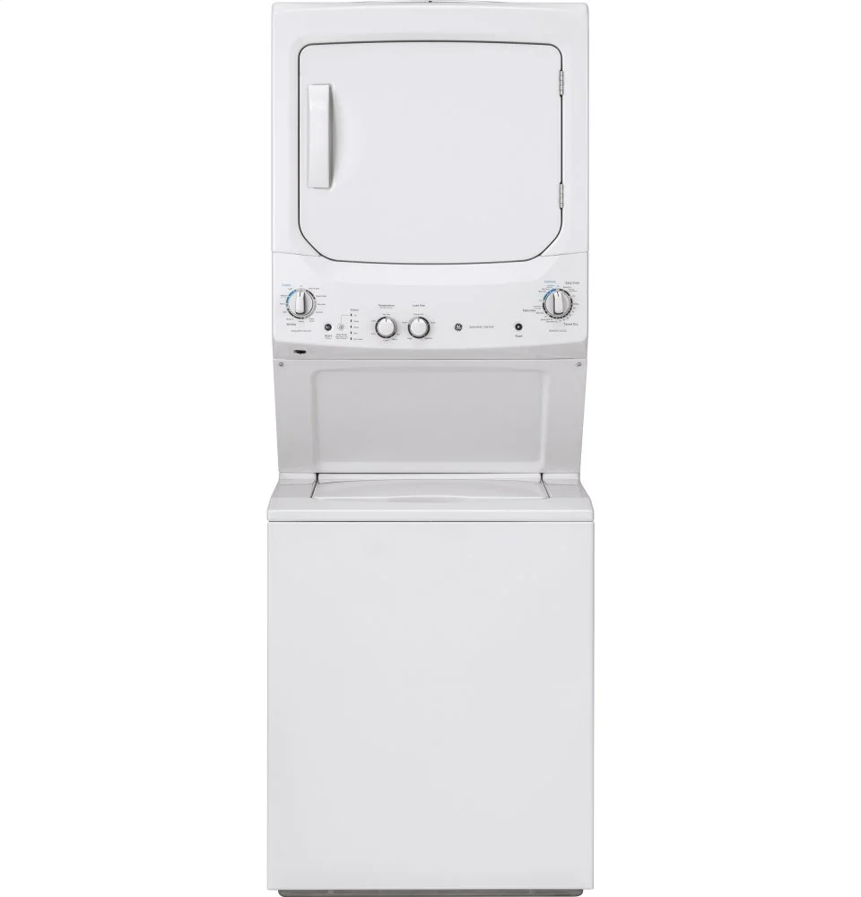 GE GUD27ESSMWW 27 Spacemaker Series Washer and Electric Dryer with Multi wash Cycles Rinse Temperature Auto Loading Sensing Rotary Electronic Controls and Spin Speed Combination in White
