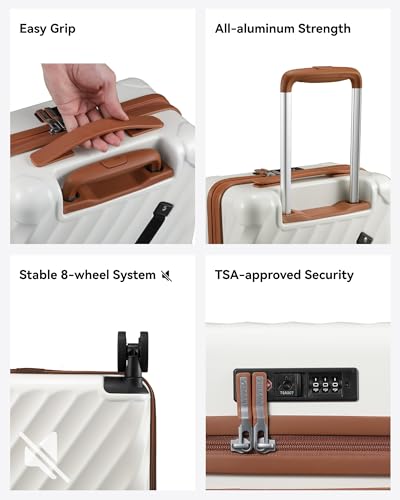 LUGGEX Luggage with Spinner Wheels, Polycarbonate Expandable Hard Shell Suitcase, Carry On 20 Inch, Charcoal Metallic