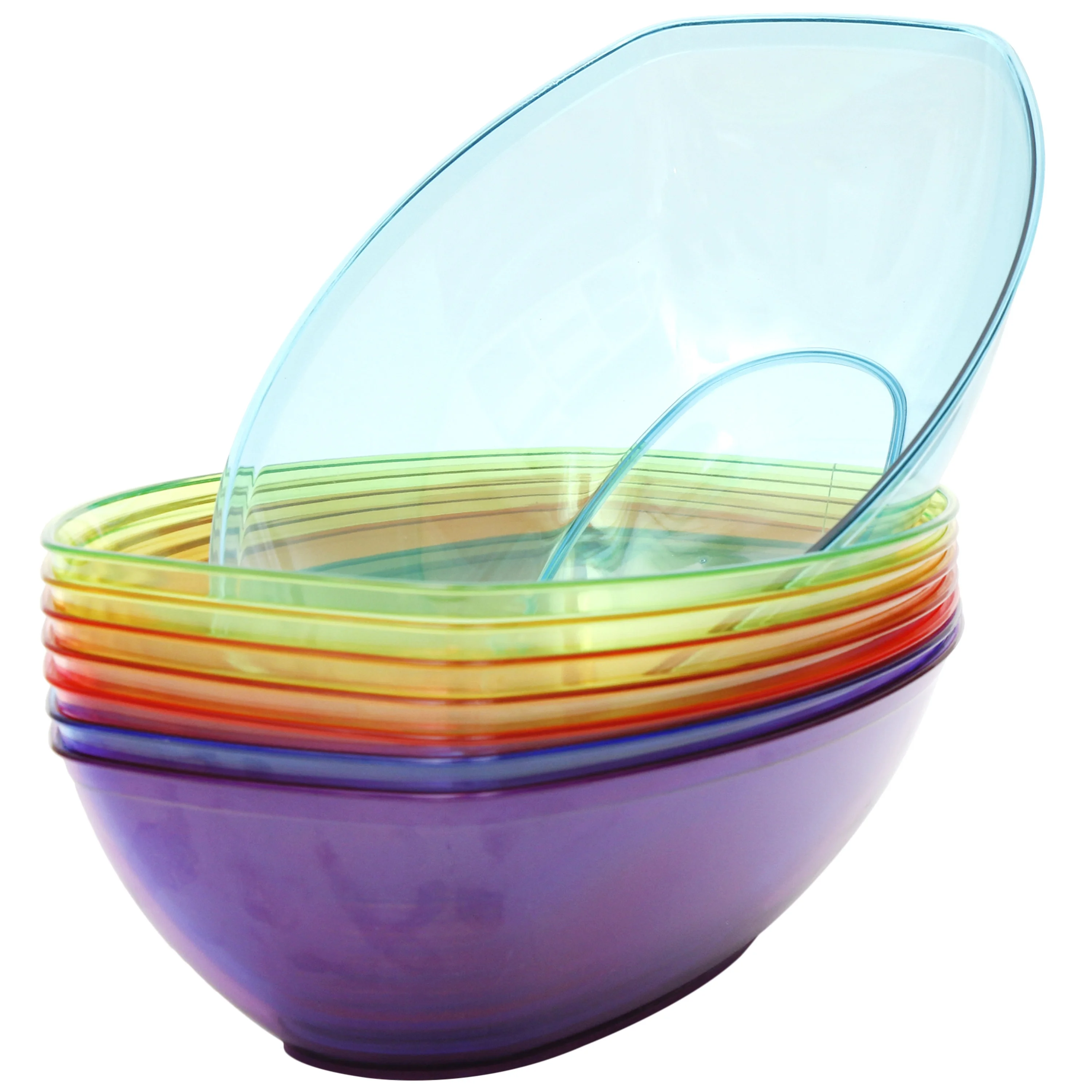 8 Pack 80 Ounce Luau Plastic Mixing and Serving Bowls, Popcorn Bowls, Salad Bowls, Chip and Dip Serving Bowls, Set of 8 - Rainbow YE431.296