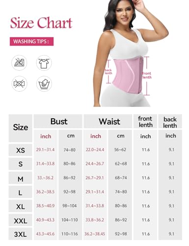 SHAPSHE Short Torso Waist Trainer for Women Corset Waist Cincher Warp Body Shaper Waist slimming with Zipper Hooks