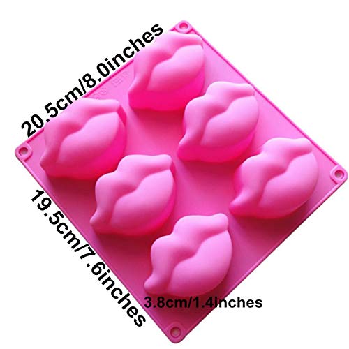 Silicone Mold Hot Lips 6 Cavity Soap Mold Sexy Lips Silicone Molds for Wedding Party Supplies Making Cake Soap Chocolate Candy Cupcake Candle Bath Bomb Lotion Bar, Pink,2 Pack