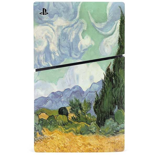 Skinit Decal Gaming Skin Compatible with PS5 Slim Disk Console - Officially Licensed Green Wheat Fields by Vincent Van Gogh Design