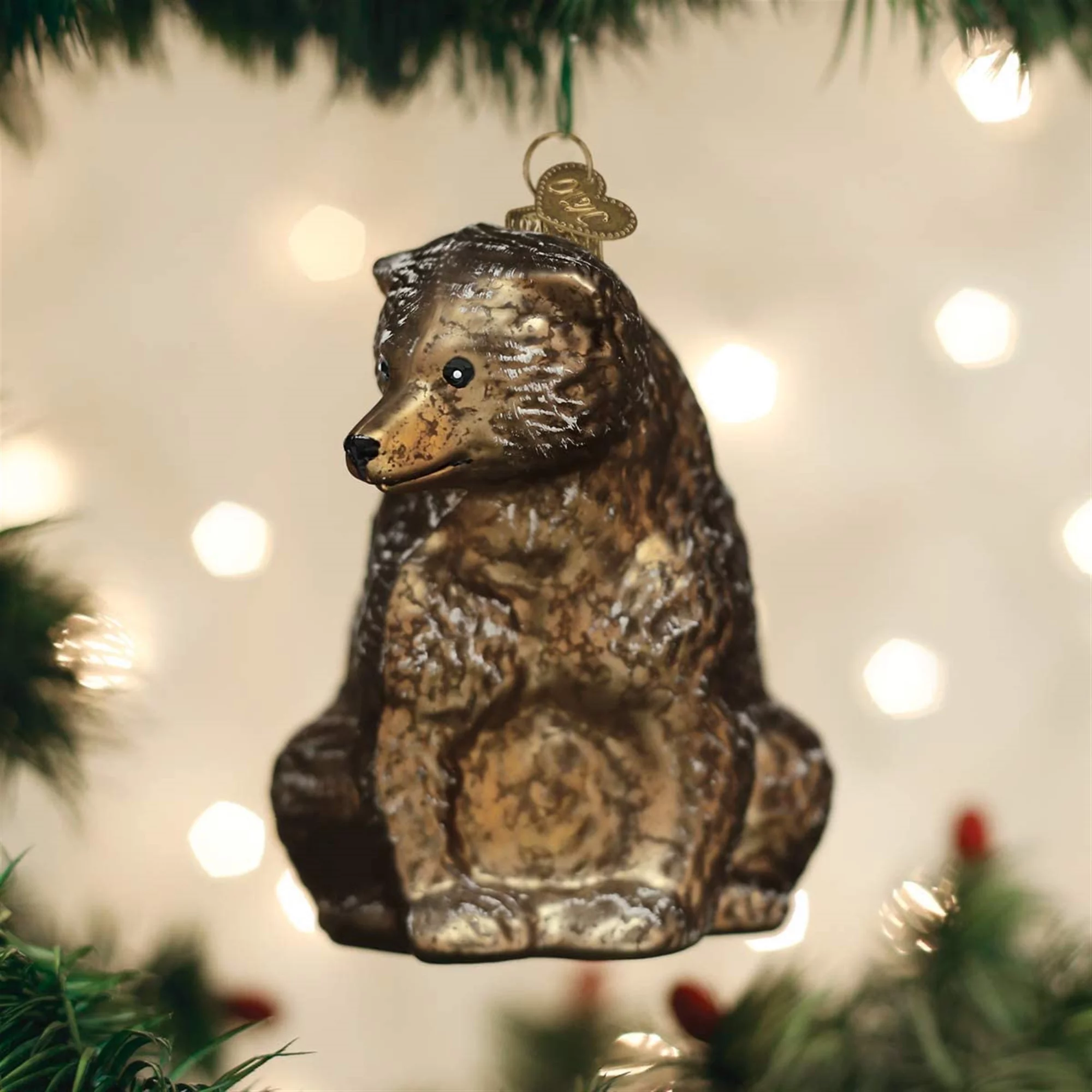 Old World Christmas Glass Blown Ornament, Vintage Bear (With OWC Gift Box)