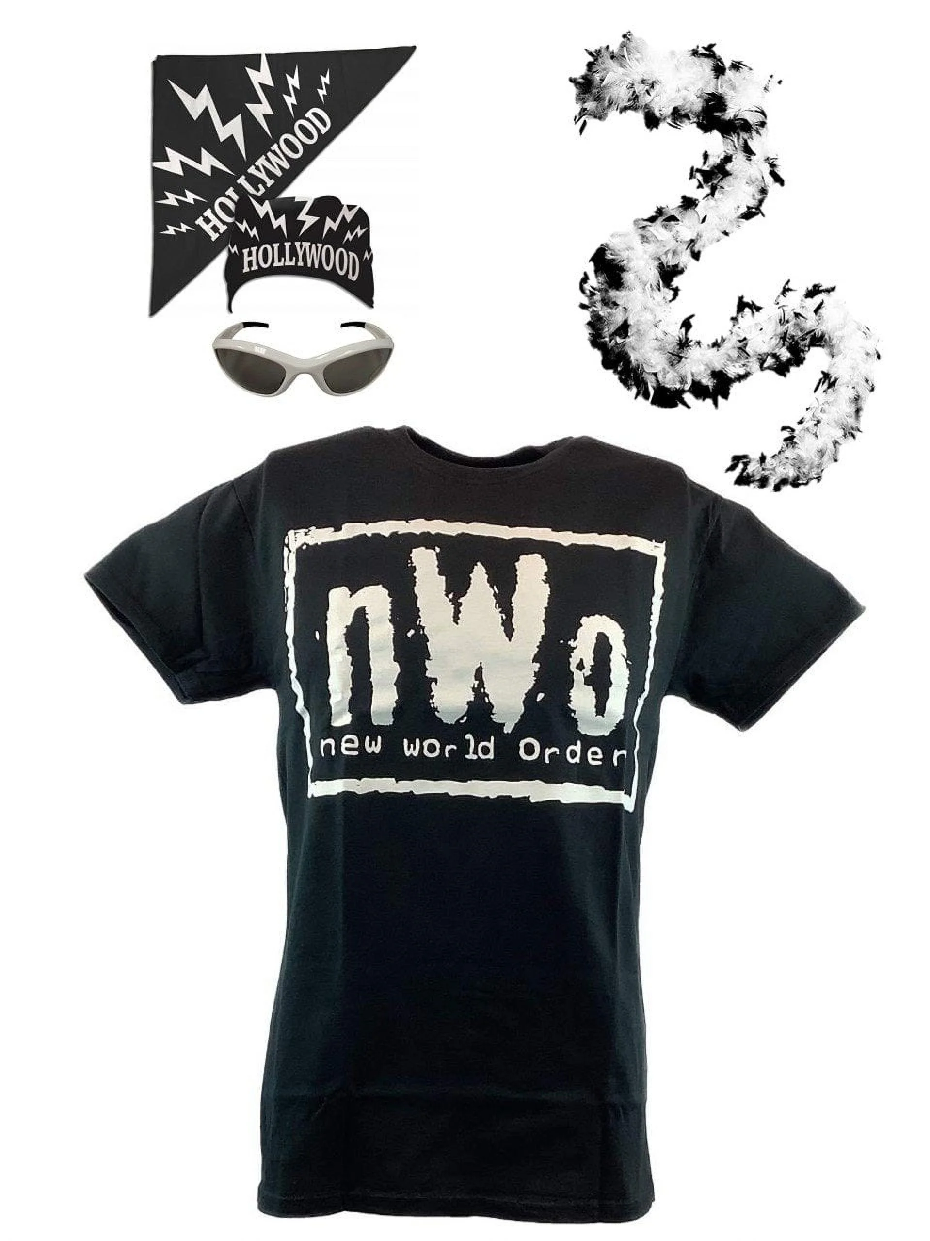 nWo Hollywood Hulk Hogan Costume T-shirt Bandana Sunglasses Boa