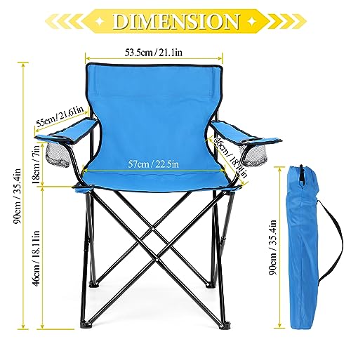 HaSteeL Camping Chair, Oversized Folding Lawn Chair for Adults, Foldable Camp Chair with Cup Holders Portable for Outdoor Fishing, Hiking, Travel, Picnic, Beach, Carrying Bag & Supports 275lbs (Black)