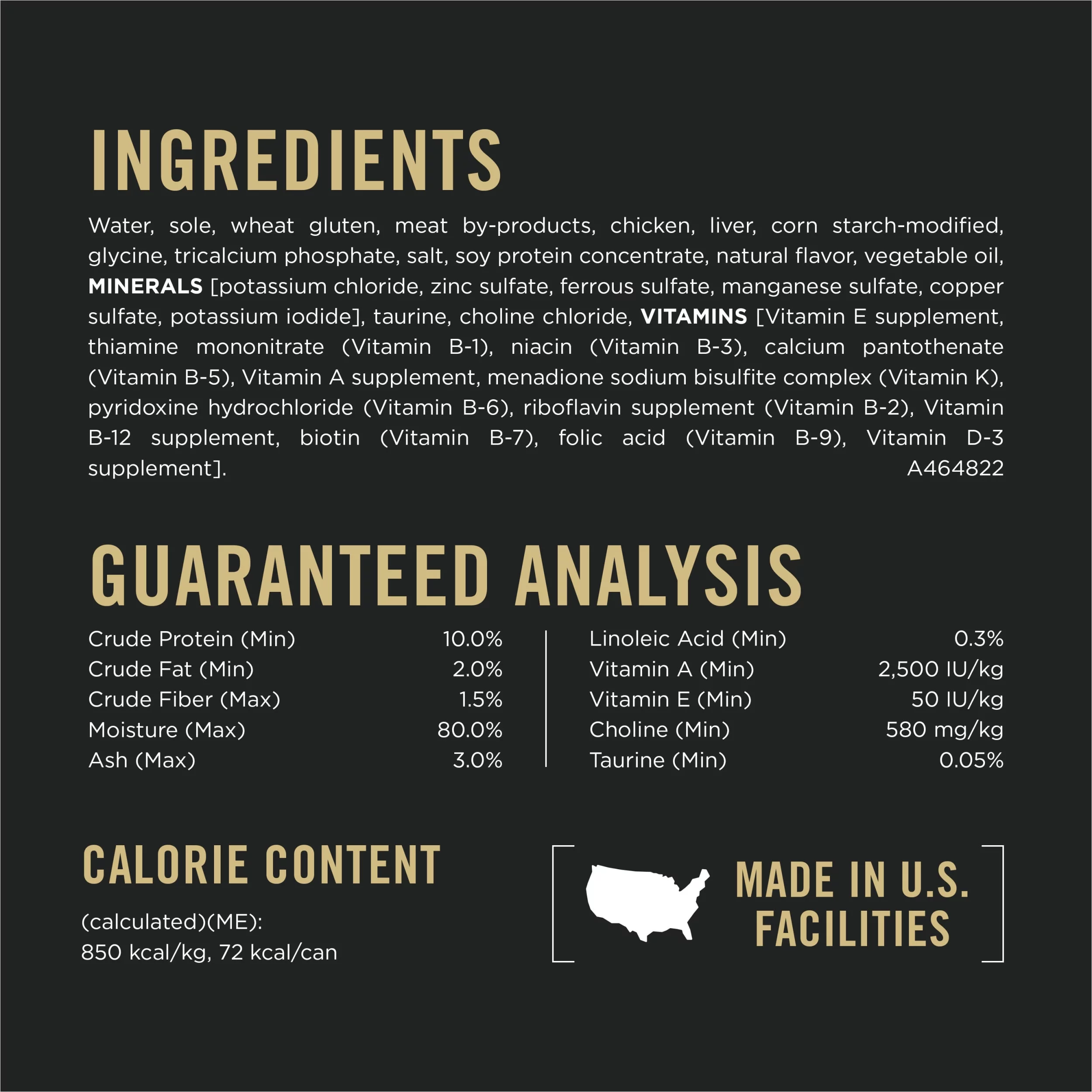 Purina Pro Plan Wet Cat Food Vital Systems Sole Entree in Wet Cat Food Gravy 4-in-1 Immune, Brain, Muscle and Vision - 3 oz. Can