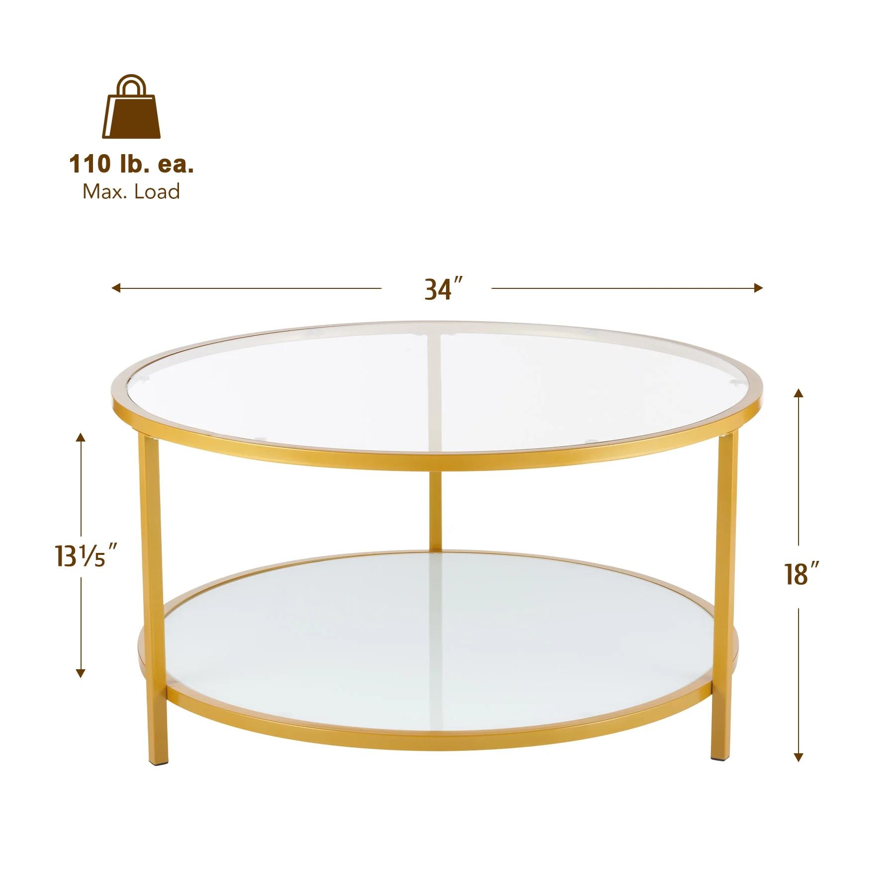 Glass Coffee Table with Storage Shelf 34