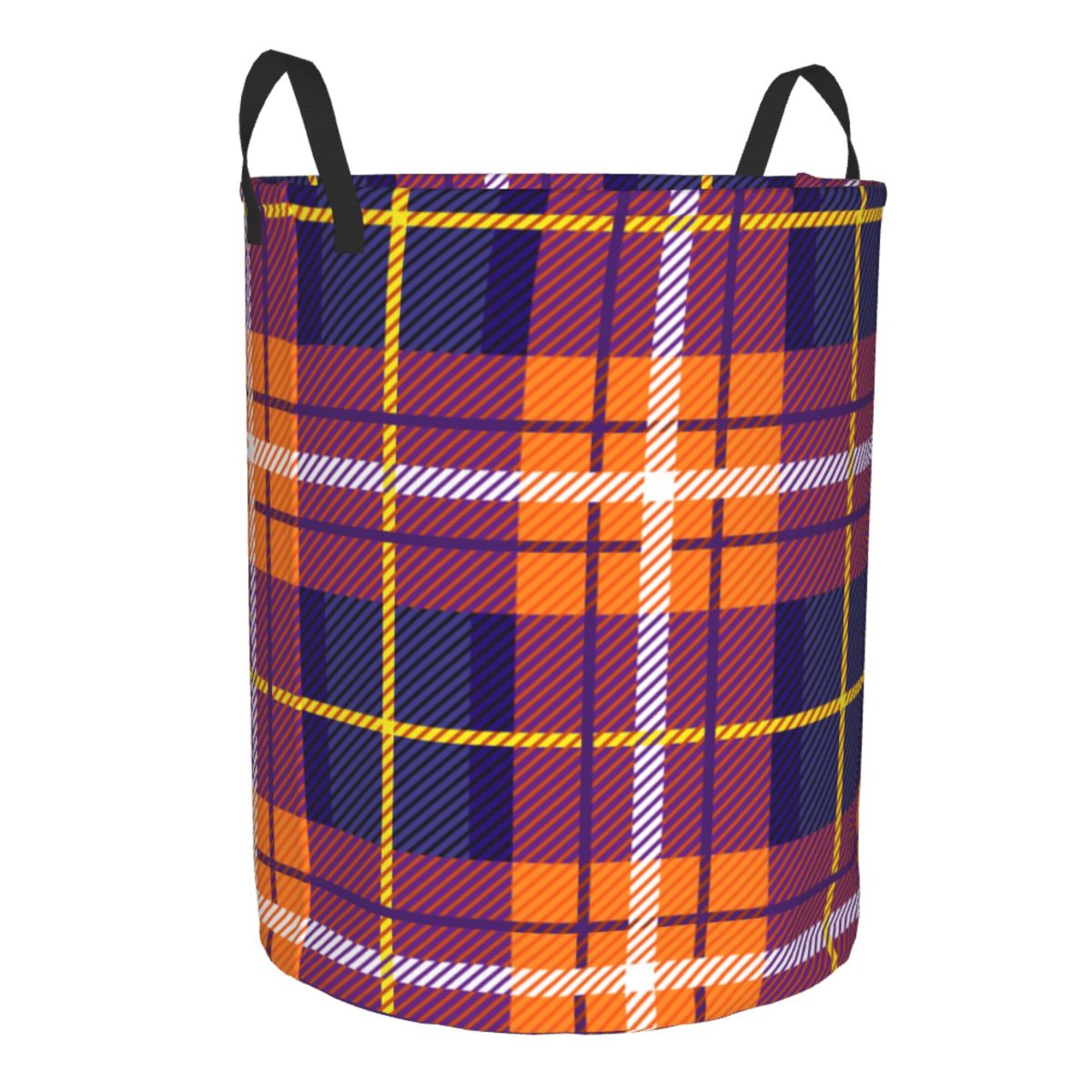 TEQUAN Waterproof Laundry Hampers, Retro Scottish Red Plaid Pattern Clothes Storage Basket with Handle (S)