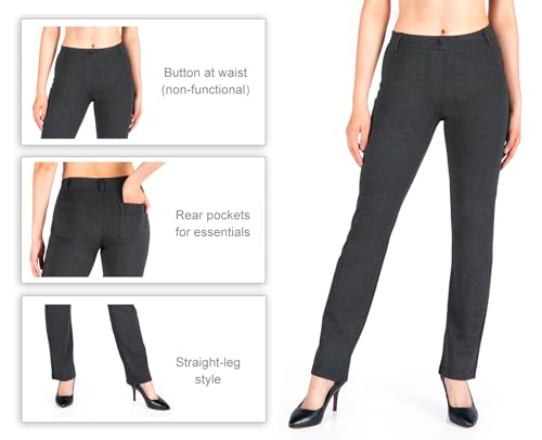 Yogipace,Belt Loops,Women's Petite/Regular/Tall Straight Leg Yoga Dress Pants