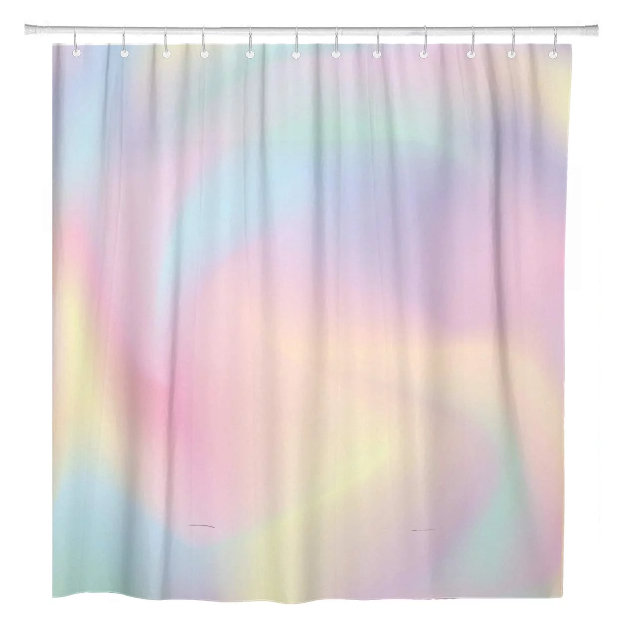Libin Watercolor Girly Ombre Blue Pattern Gradient Pastel Iridescent Rainbow Shower Curtain 66x72 inch