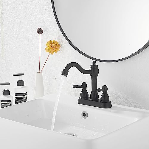 GGStudy 360° Swivel Antique Brass Bathroom Vessel Sink Faucet Single Handle One Hole Matching with Pop Up Drain
